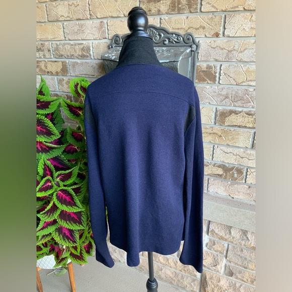 LAVIN Wool Silk Button Navy Black Sweater Cardigan Women’s SZ L/G Made in Italy - Picture 8 of 16